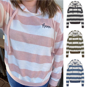 Embroidered Striped Hoodie